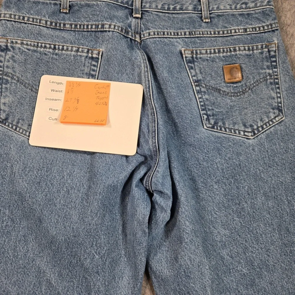 Carhartt B17 Jeans Mens 40x27 (tag 40x28) Stone Wash Blue Relaxed Straight Denim - Picture 11 of 11